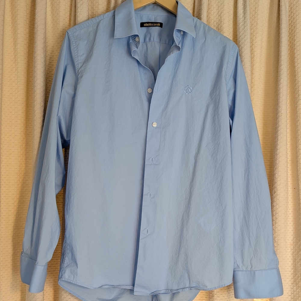 Roberto Cavalli Light Blue Long Sleeved Button-Down Shirt